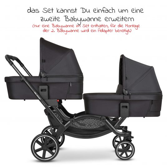 ABC Design Geschwisterwagen & Zwillingskinderwagen Zoom inkl. 2 Sportsitzen, Babywanne und Babyschale Tulip - Classic Edition - Ink