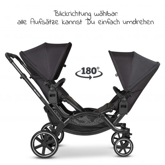 ABC Design Geschwisterwagen & Zwillingskinderwagen Zoom inkl. 2 Sportsitzen, Babywanne und Babyschale Tulip - Classic Edition - Ink