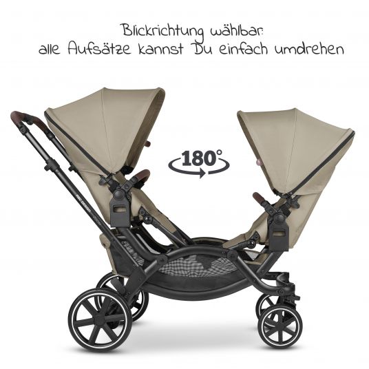 ABC Design Geschwisterwagen & Zwillingskinderwagen Zoom inkl. 2 Sportsitzen, Babywanne und Babyschale Tulip - Classic Edition - Reed