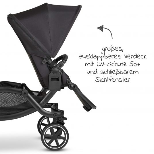 ABC Design Geschwisterwagen & Zwillingskinderwagen Zoom inkl. 2 Sportsitzen und Babywanne - Classic Edition - Ink