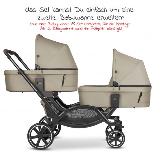 ABC Design Geschwisterwagen & Zwillingskinderwagen Zoom inkl. 2 Sportsitzen und Babywanne - Classic Edition - Reed