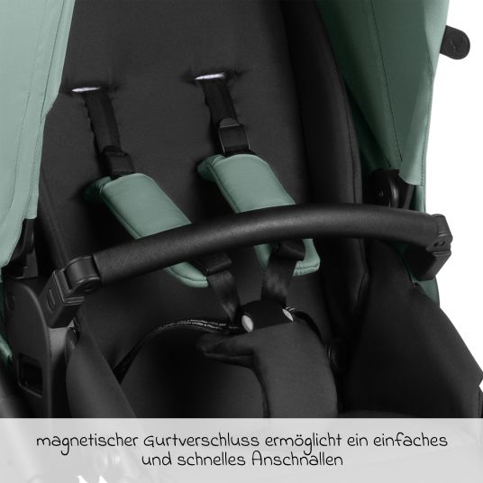 ABC Design Jogger Salsa Run - Runner mit Sportzulassung, Luftbereifung, Handbremse inkl. Wickelrucksack & Regenschutz - Aqua