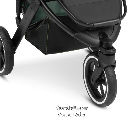 ABC Design Jogger Salsa Run - Runner mit Sportzulassung, Luftbereifung, Handbremse inkl. Wickelrucksack & Regenschutz - Aqua