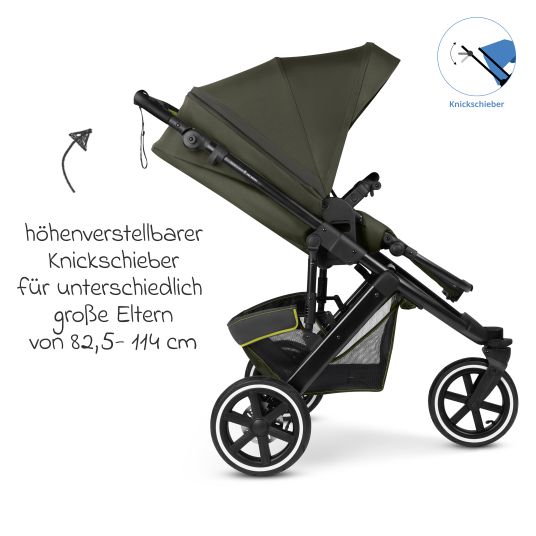 ABC Design Jogger & pushchair Salsa 5 Run with sports approval, pneumatic tires, seat insert and handbrake - Pure - Avocado