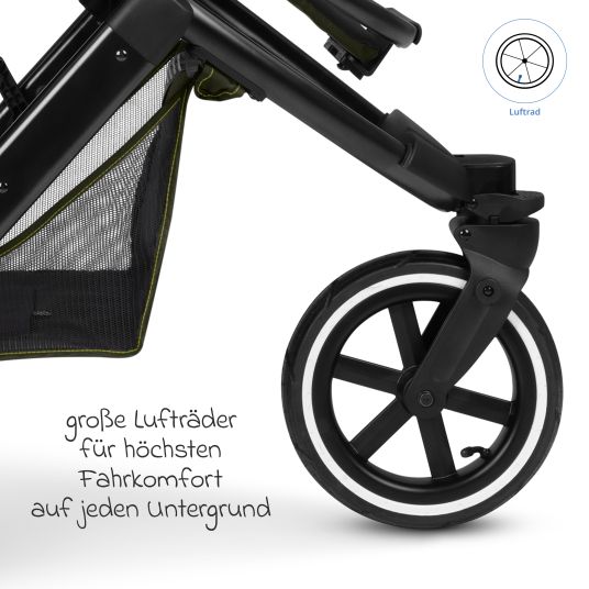 ABC Design Jogger & pushchair Salsa 5 Run with sports approval, pneumatic tires, seat insert and handbrake - Pure - Avocado