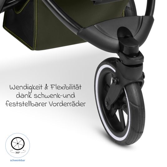 ABC Design Jogger & pushchair Salsa 5 Run with sports approval, pneumatic tires, seat insert and handbrake - Pure - Avocado