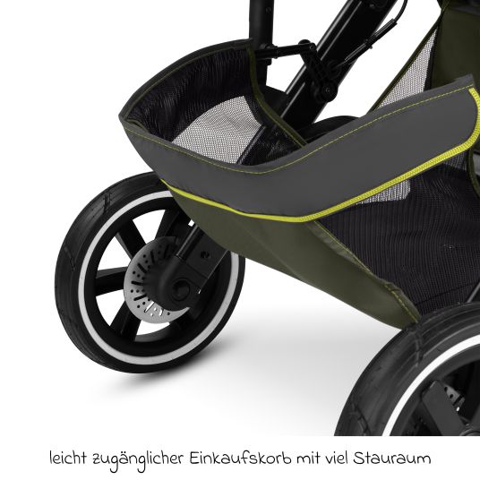 ABC Design Jogger & pushchair Salsa 5 Run with sports approval, pneumatic tires, seat insert and handbrake - Pure - Avocado