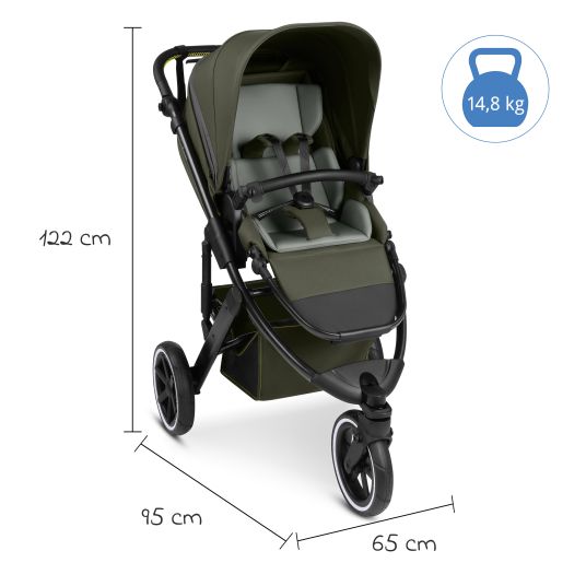 ABC Design Jogger & pushchair Salsa 5 Run with sports approval, pneumatic tires, seat insert and handbrake - Pure - Avocado