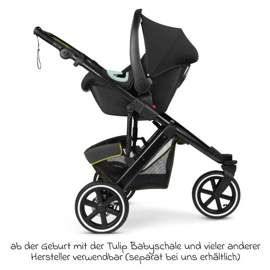 ABC Design Jogger & pushchair Salsa 5 Run with sports approval, pneumatic tires, seat insert and handbrake - Pure - Avocado