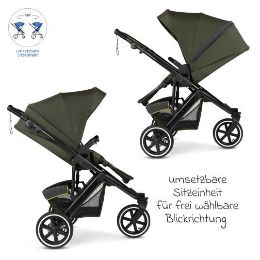 ABC Design Jogger & pushchair Salsa 5 Run with sports approval, pneumatic tires, seat insert and handbrake - Pure - Avocado