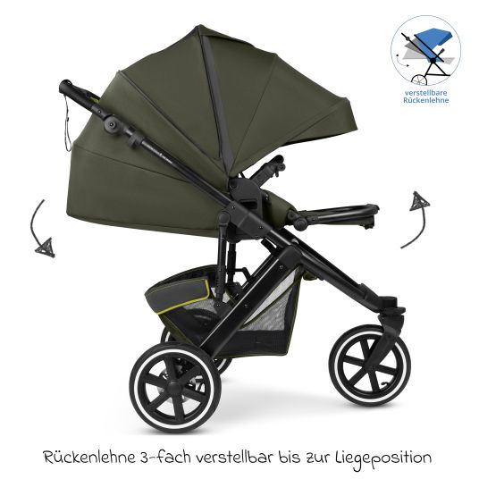 ABC Design Jogger & pushchair Salsa 5 Run with sports approval, pneumatic tires, seat insert and handbrake - Pure - Avocado