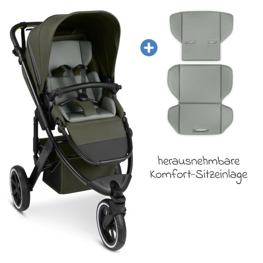 ABC Design Jogger & pushchair Salsa 5 Run with sports approval, pneumatic tires, seat insert and handbrake - Pure - Avocado