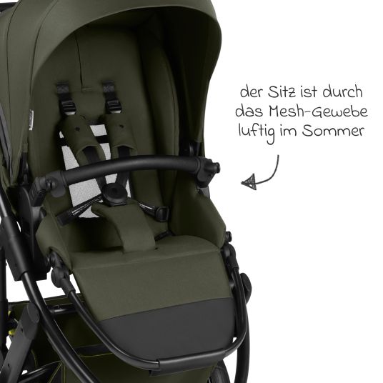 ABC Design Jogger & pushchair Salsa 5 Run with sports approval, pneumatic tires, seat insert and handbrake - Pure - Avocado