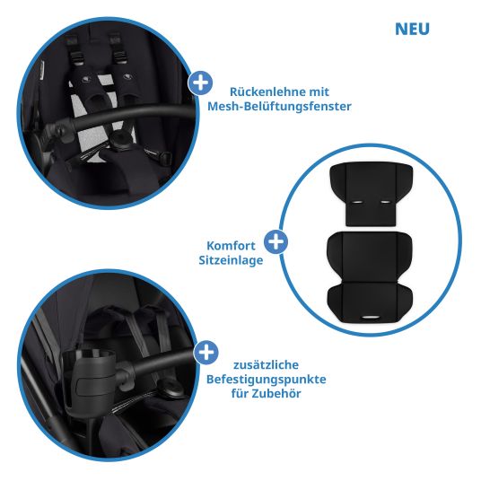 ABC Design Jogger & pushchair Salsa 5 Run with sports approval, pneumatic tires, seat insert and handbrake - Pure - Coal