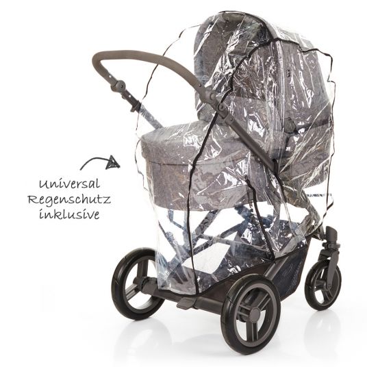 ABC Design Kinderwagenset Catania 4 - mit Babywanne, Wickeltasche und XXL Zubehör-Paket - Woven Anthracite
