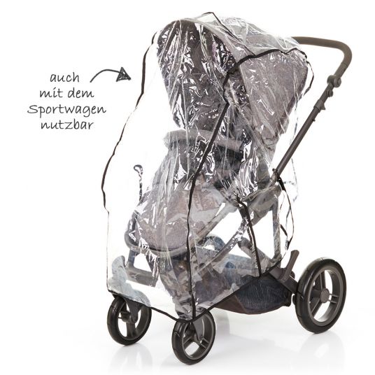 ABC Design Pram set Catania 4 - with baby bath, diaper bag and XXL accessories package - Woven Anthracite