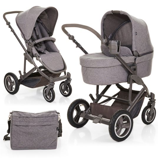 ABC Design Catania 4 Air pushchair - with baby bath, diaper bag and XXL accessories package - Woven Anthracite