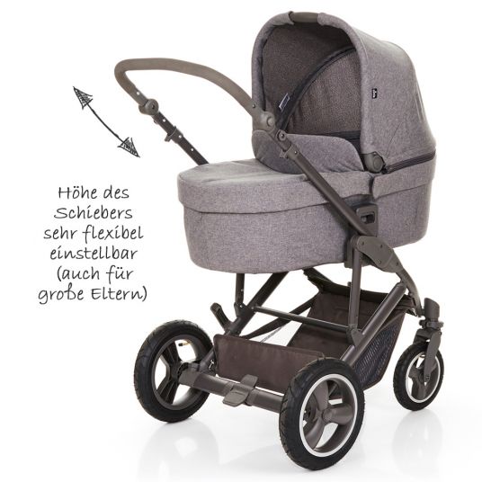 ABC Design Kombi-Kinderwagen Catania 4 Air - mit Babywanne, Wickeltasche und XXL Zubehör-Paket - Woven Anthracite