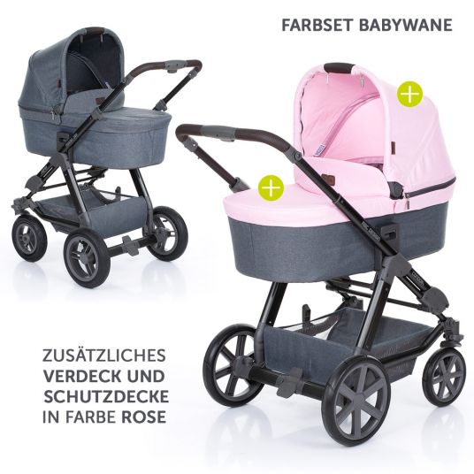 ABC Design Kombi-Kinderwagen Condor 4 - inkl. Babywanne, Sportsitz & Wechsel-Farbset Rose - Mountain