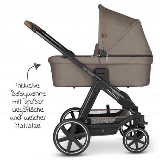ABC Design Kombi-Kinderwagen Condor 4 - inkl. Babywanne, Sportsitz & XXL Zubehörpaket - Fashion Edition - Nature