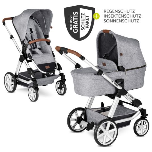 ABC Design Kombi-Kinderwagen Condor 4 - inkl. Babywanne, Sportsitz & XXL Zubehörpaket - Graphite Grey