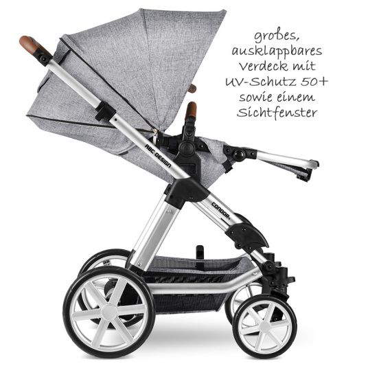 ABC Design Combi stroller Condor 4 - incl. carrycot, sport seat & XXL accessories package - Graphite Grey