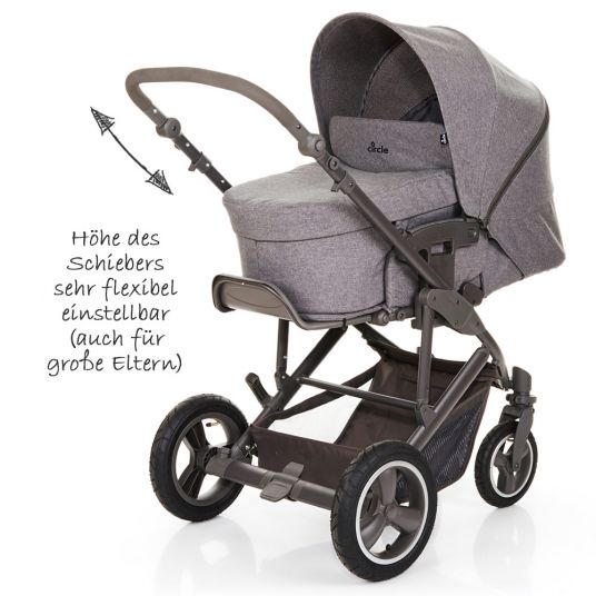 ABC Design Kombi-Kinderwagen Merano 4 Air - mit Babywanne, Wickeltasche und XXL Zubehör-Paket - Woven Anthracite