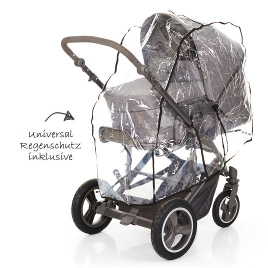 ABC Design Kombi-Kinderwagen Merano 4 Air - mit Babywanne, Wickeltasche und XXL Zubehör-Paket - Woven Anthracite
