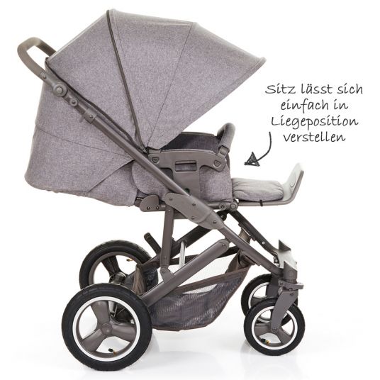ABC Design Merano 4 Air pushchair - with baby bath, diaper bag and XXL accessories package - Woven Anthracite