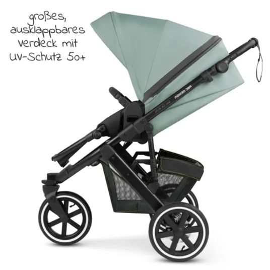 ABC Design Kombi-Kinderwagen Salsa 3 Run - inkl. Babywanne und Sportsitz inkl. XXL Zubehörpaket (mit Sportzulassung, Luftbereifung & Handbremse) - Aqua