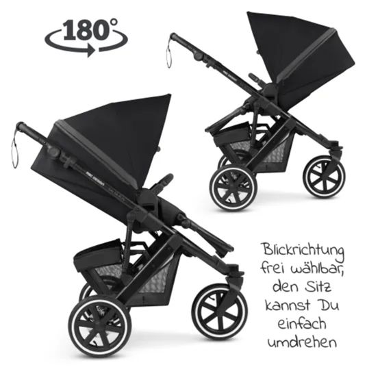 ABC Design Kombi-Kinderwagen Salsa 3 Run - inkl. Babywanne und Sportsitz inkl. XXL Zubehörpaket (mit Sportzulassung, Luftbereifung & Handbremse) - Ink
