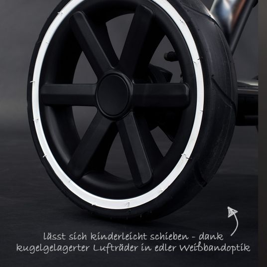 ABC Design Kombi-Kinderwagen Salsa 4 Air Diamond Edition - inkl. Babywanne, Sportsitz & XXL Zubehörpaket - Asphalt