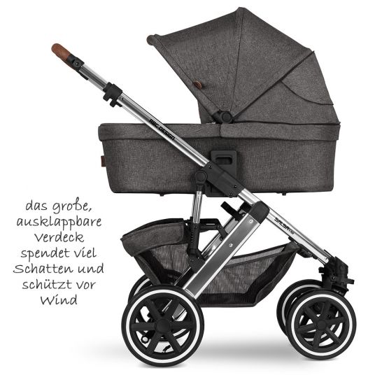 ABC Design Kombi-Kinderwagen Salsa 4 Air Diamond Edition - inkl. Babywanne, Sportsitz & XXL Zubehörpaket - Asphalt