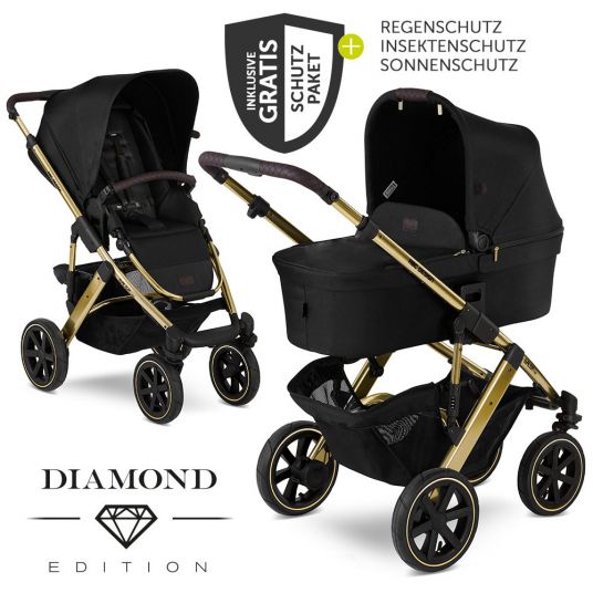 ABC Design Passeggino combinato Salsa 4 Air Diamond Edition - incluso navicella, seggiolino sportivo e pacchetto accessori XXL - Champagne