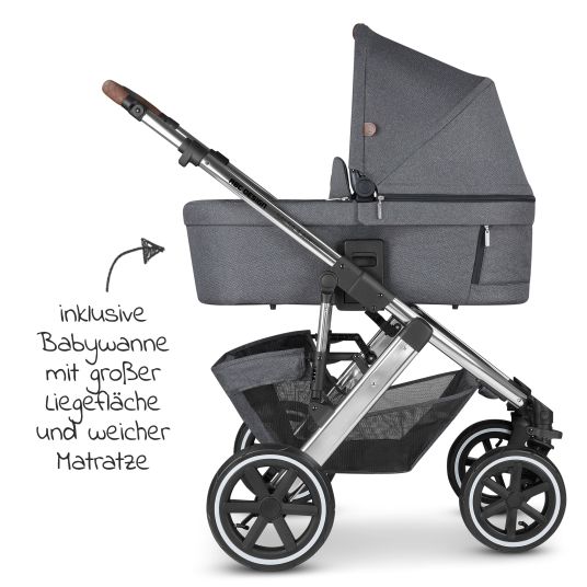 ABC Design Salsa 4 Air baby carriage - incl. carrycot & sports seat - Asphalt