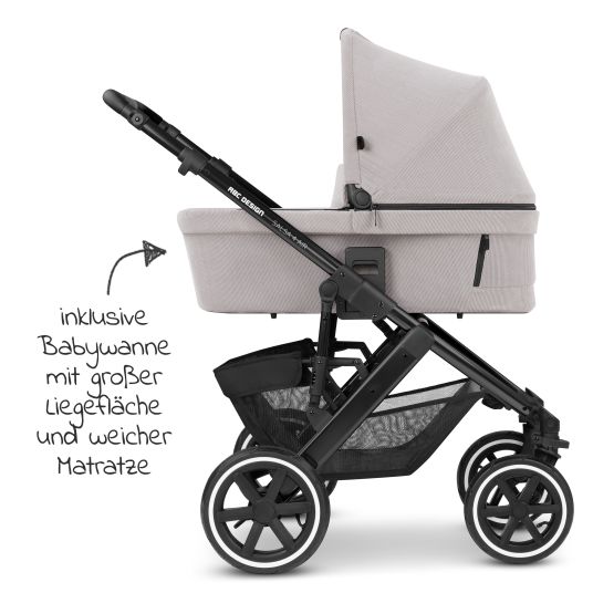 ABC Design Kombi-Kinderwagen Salsa 4 Air - inkl. Babywanne & Sportsitz - Biscuit