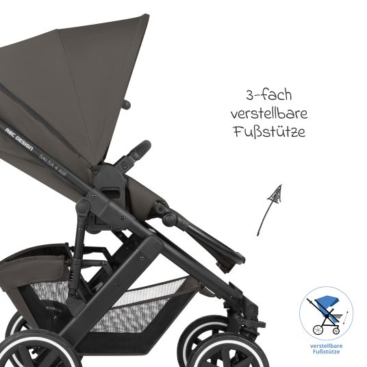 ABC Design Kombi-Kinderwagen Salsa 4 Air - inkl. Babywanne & Sportsitz - Cloud