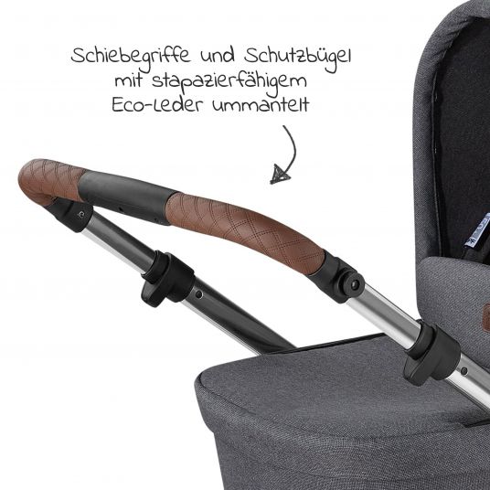 ABC Design Kombi-Kinderwagen Salsa 4 Air - inkl. Babywanne & Sportsitz - Diamond Edition - Asphalt