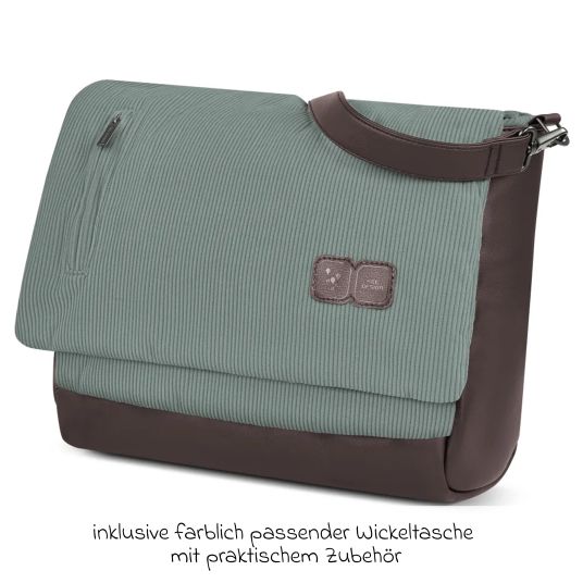 ABC Design Kombi-Kinderwagen Salsa 4 Air - inkl. Babywanne & Sportsitz mit Wickeltasche & XXL Zubehörpaket - Aloe