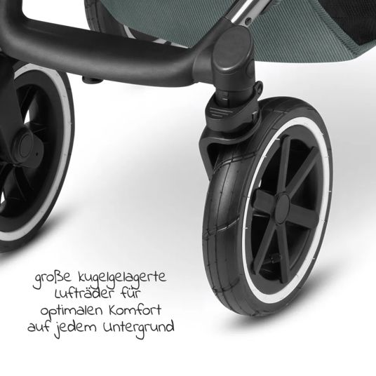 ABC Design Kombi-Kinderwagen Salsa 4 Air - inkl. Babywanne & Sportsitz mit Wickeltasche & XXL Zubehörpaket - Aloe