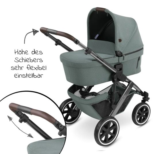 ABC Design Kombi-Kinderwagen Salsa 4 Air - inkl. Babywanne & Sportsitz mit Wickeltasche & XXL Zubehörpaket - Aloe