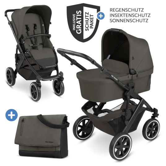 ABC Design Kombi-Kinderwagen Salsa 4 Air - inkl. Babywanne & Sportsitz mit Wickeltasche & XXL Zubehörpaket - Cloud