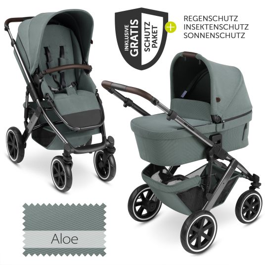 ABC Design Salsa 4 Air baby carriage - incl. carrycot & sports seat with XXL accessory pack - Aloe