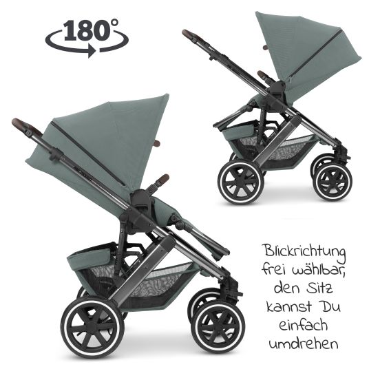 ABC Design Kombi-Kinderwagen Salsa 4 Air - inkl. Babywanne & Sportsitz mit XXL Zubehörpaket - Aloe