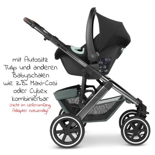 ABC Design Kombi-Kinderwagen Salsa 4 Air - inkl. Babywanne & Sportsitz mit XXL Zubehörpaket - Aloe