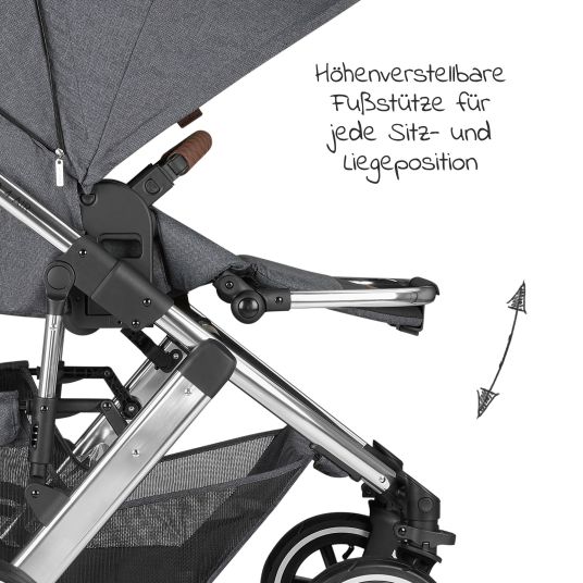 ABC Design Kombi-Kinderwagen Salsa 4 Air - inkl. Babywanne & Sportsitz mit XXL Zubehörpaket - Asphalt