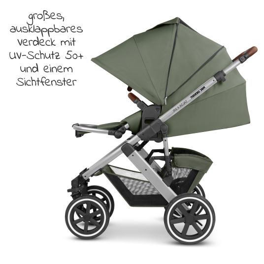 ABC Design Kombi-Kinderwagen Salsa 4 Air - inkl. Babywanne & Sportsitz mit XXL Zubehörpaket - Olive