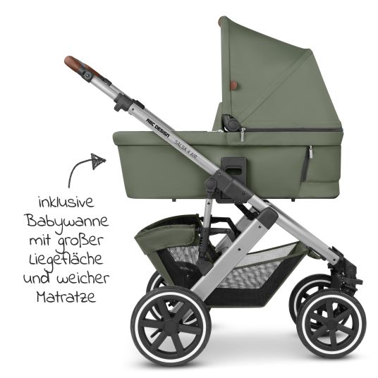 ABC Design Salsa 4 Air baby carriage - incl. carrycot & sports seat with XXL accessory pack - Olive