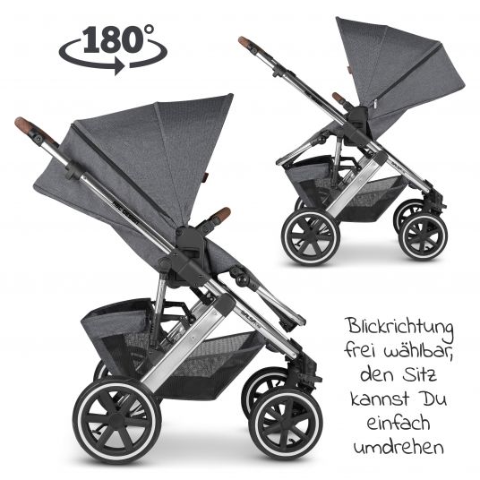 ABC Design Kombi-Kinderwagen Salsa 4 Air - inkl. Babywanne, Sportsitz und XXL Zubehör-Paket - Diamond Edition - Asphalt