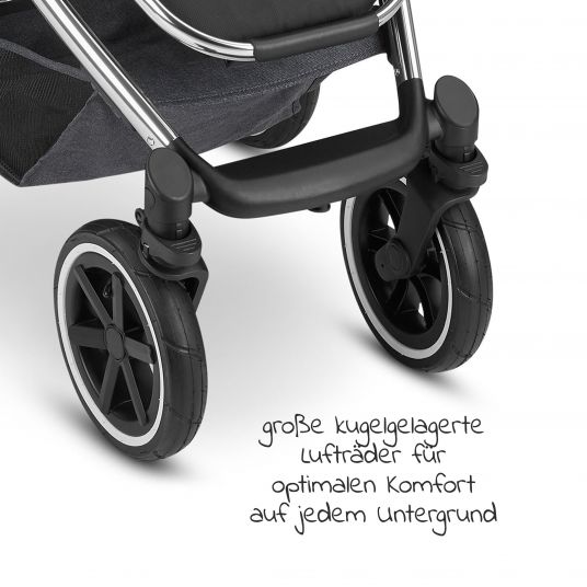 ABC Design Kombi-Kinderwagen Salsa 4 Air - inkl. Babywanne, Sportsitz, Wickeltasche & Zubehörpaket - Diamond Edition - Asphalt